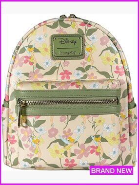 Floral Tinkerbell Shoulder Bag Faux Leather Adjustable Straps Disney Print